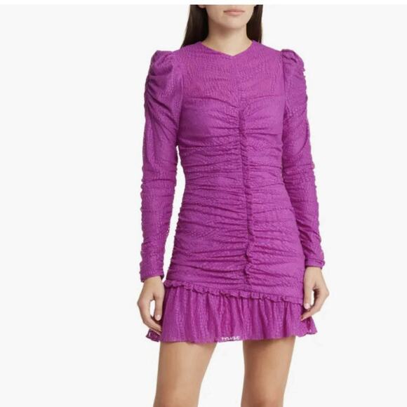 SAYLOR Toryn Ruched Long Sleeve Minidress in Cactus Flower Size S - Picture 1 of 11